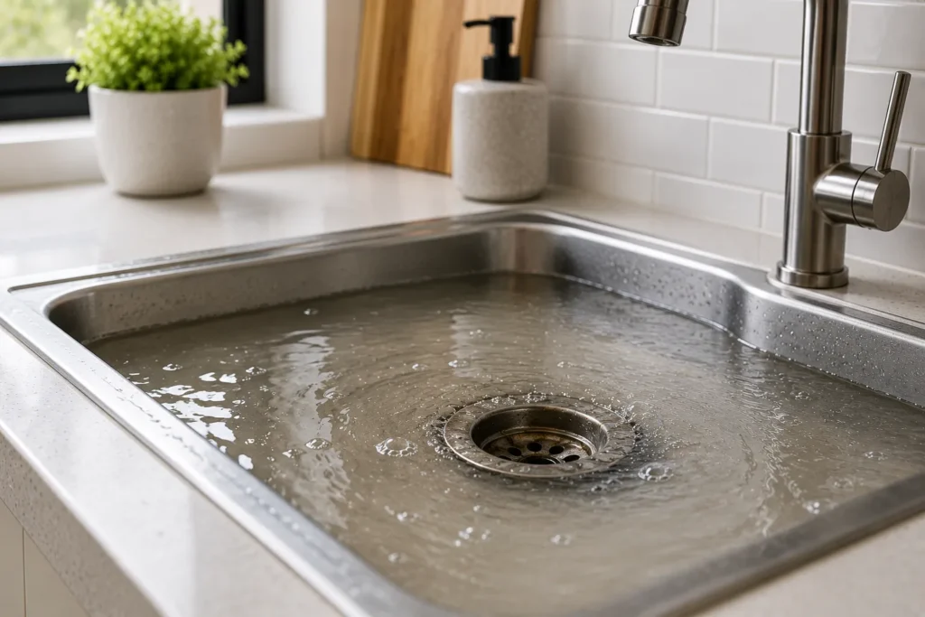 Professional plumber inspecting a blocked drain in a Melbourne home to identify drainage issues and provide effective repair solutions.